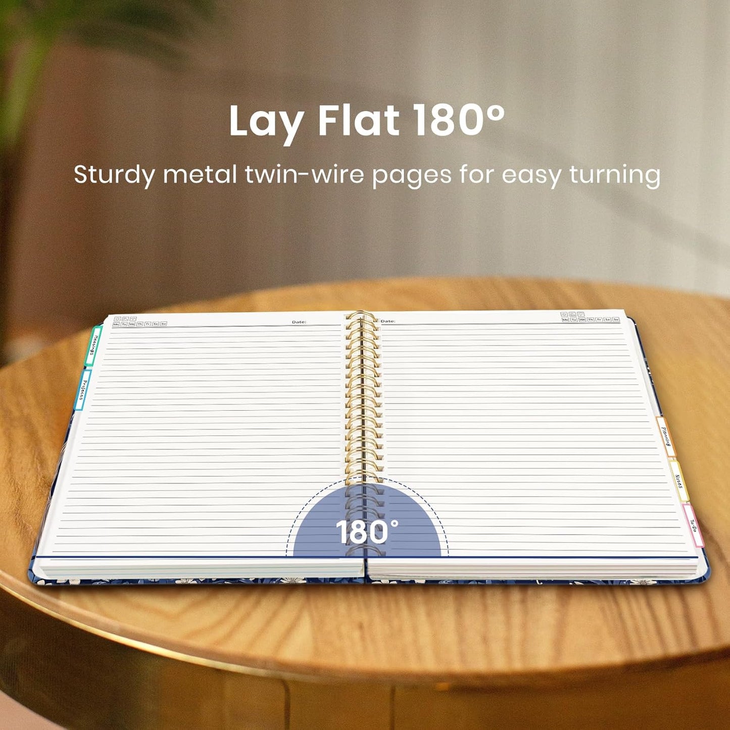 Large Lined Spiral Journal for Women Cute Hardcover 5 Subject Notebook for Work 8.5" x 11" with Removable Dividers & Tabs, College Ruled, 280 Pages Aesthetic Journal for Work, School & Note Taking, Garden of Whimsy