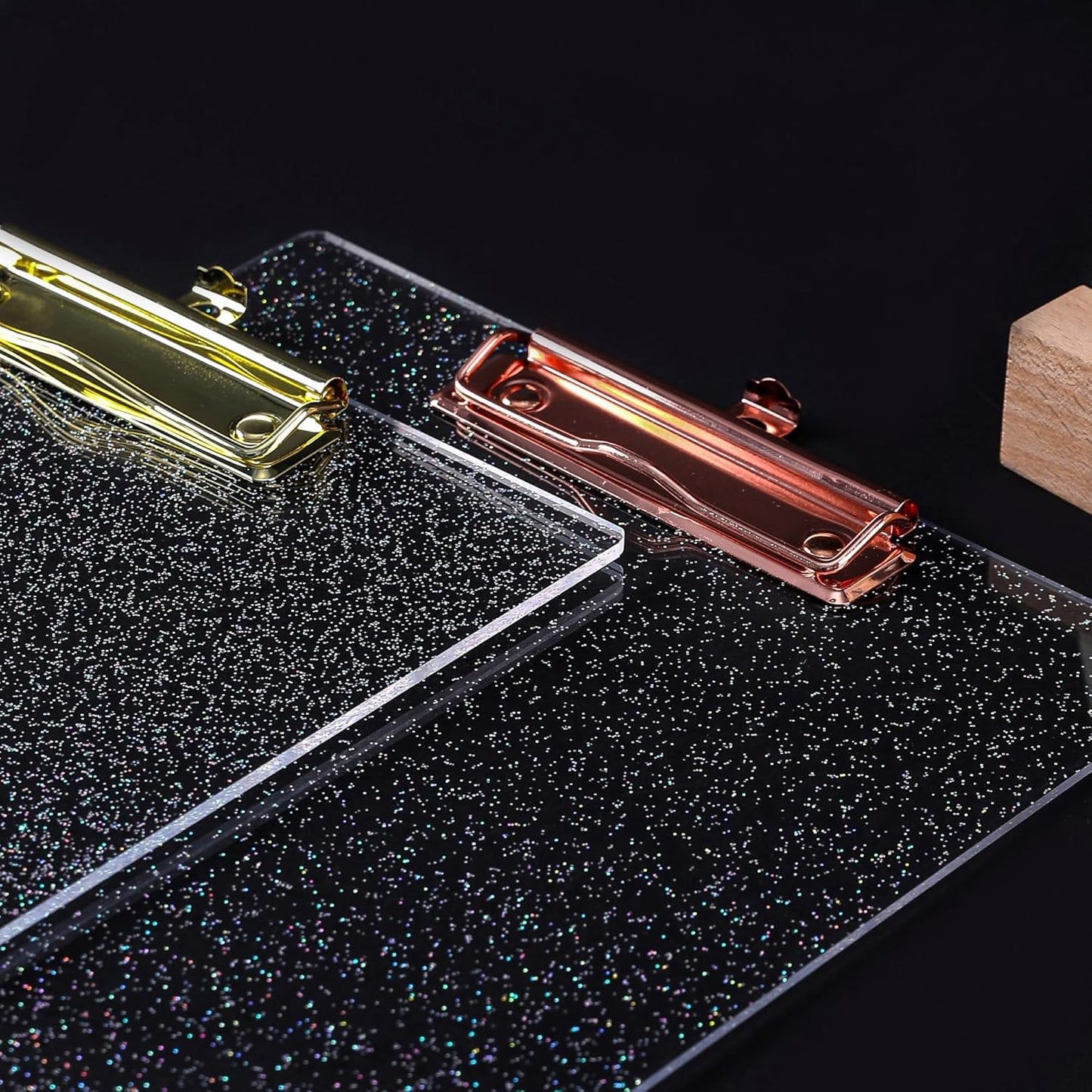 JIARI Acrylic Glitter Clipboard, Office Letter Size 8.5 x 11 Inches, A4 Paper Size, 1 Pack (Glitter-Rose Gold)