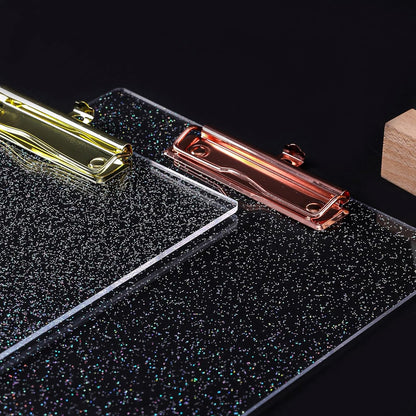 JIARI Acrylic Glitter Clipboard, Office Letter Size 8.5 x 11 Inches, A4 Paper Size, 1 Pack (Glitter-Rose Gold)