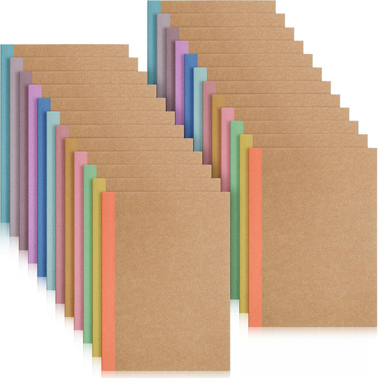 Harloon A5 Composition Notebook Journals 8 x 5.75 in College Ruled Kraft Notebooks with Rainbow Spines Small Lined Composition Book for Office Home(Bright Color,24 Pcs)