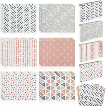 Qeeenar 30 Pcs Boho Hanging File Folders 9.5 x 11.5 in Decorative Cute Hanging Letter Size File Folder with Adjustable Tabs Back to School Gift for Office Home Supplies, 6 Designs(Classic)