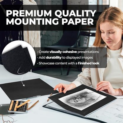 Dunwell Art Portfolio 8.5x11 Folder (Silver), Mounting Paper, Portfolio Binder for Artwork and 8.5 x 11 Documents Art Folder, 24 Pockets Display 48 Pages, Acid-Free Poly Presentation Book