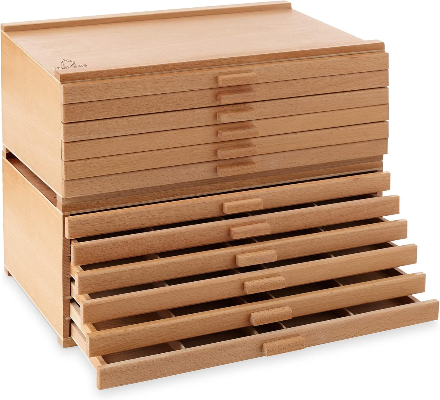 7 Elements 4 Drawer Wooden Artist Storage Supply Box for Pastels, Pencils, Pens, Markers, Brushes and Tools