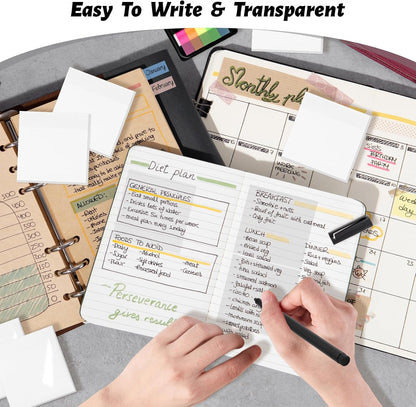 800 Sheets Transparent Sticky Notes, 3x3 Inch 14 Pads Self-Adhesive Translucent Clear See Through Post Sticky Notes for Planner Office School College Teacher Student Supplies 6 Bright Color