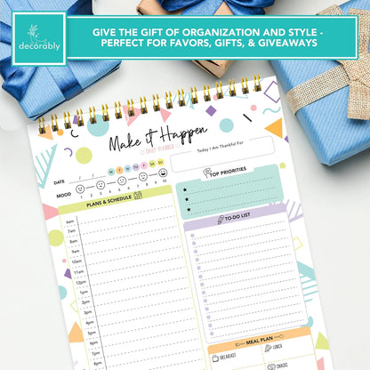 Decorably 52 Sheets Boho Celestial Undated Daily to Do List Notepad - 6.5x10" Spring-Bound Planner, Easy Tear-Off, for Schedule, Priorities, Agenda, Water Intake, Meals, Notes & Doodles - Home, Office