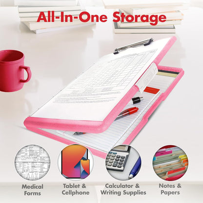 Dexas Slimcase 2 Plastic Clipboard with Storage and Side Opening, Black, Office Supplies Clipboards to Organize, Carry and Store, A4 Holder, Style and Functionality Nursing Clipboards