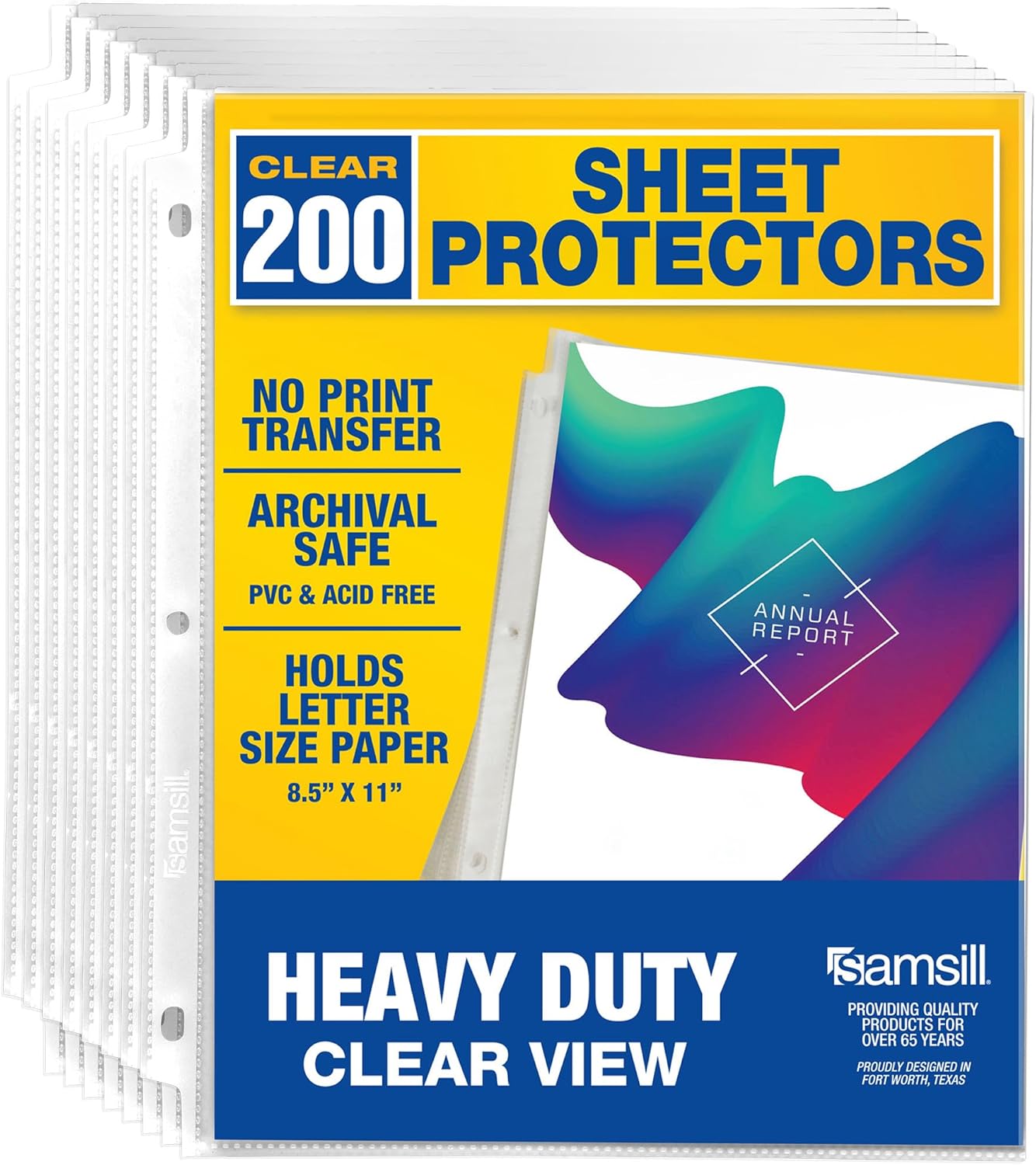 Samsill Heavy Duty Sheet Protectors for 3 Ring Binders, 8.5 x 11 Clear Page Protectors, Plastic Sleeves & Report Covers, Acid Free Archival Safe Document Protectors