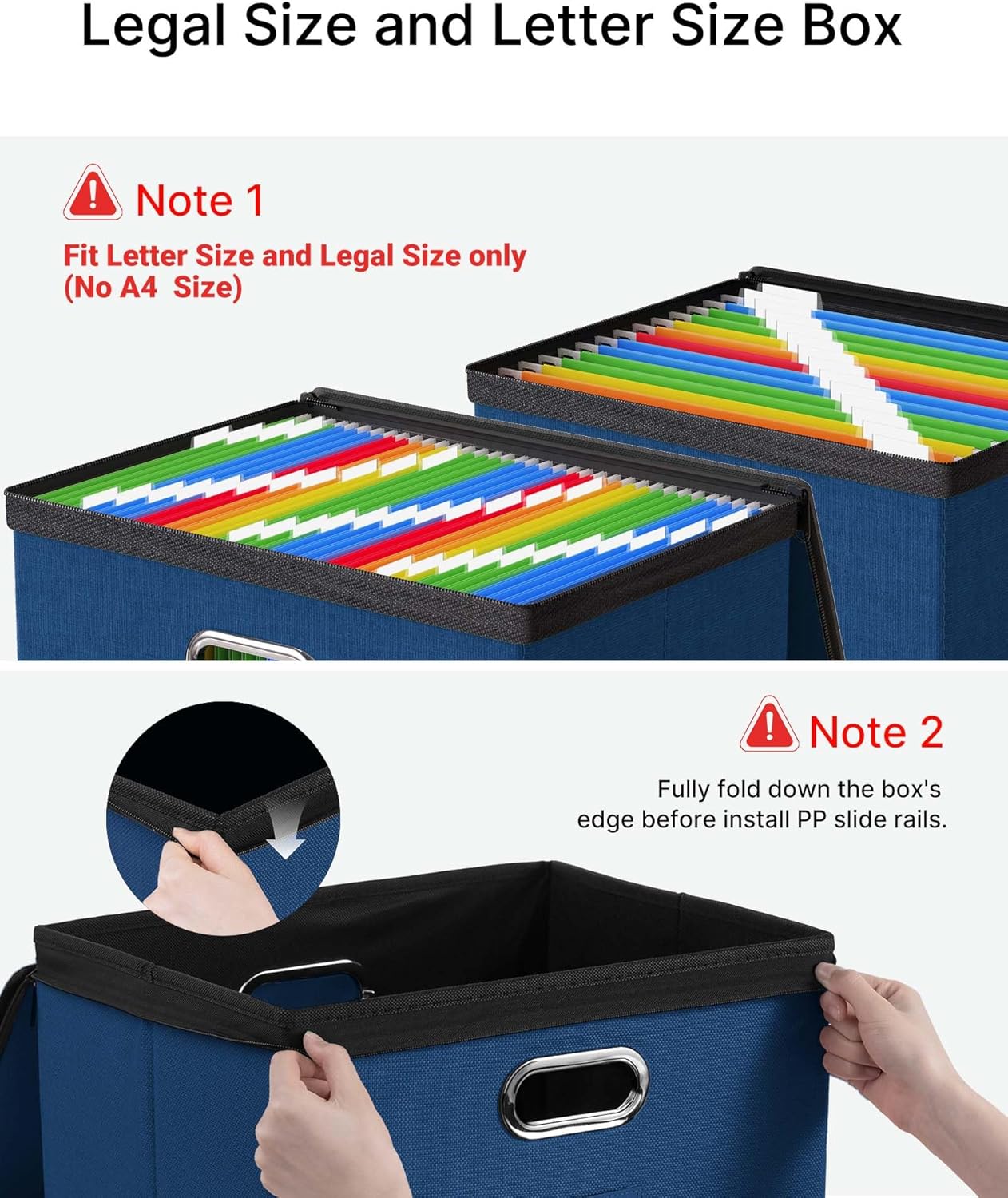 Oterri 2 Pack File Organizer Boxes with Lids, File Box with Mesh Pockets, Document Organizer Box for File Folders Letter Size, Zippers Filing Box for Home, Office, School (Green, Without Folders)