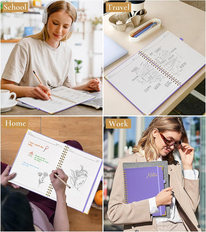 Hardcover Spiral Notebook Journal 8.5” x 11”, A4 Large Leather Notebooks for Women Men, Lined College Ruled Notebook, 50 Sheets/100 Pages, Spiral Bound Journals for Work School Note Taking, Green