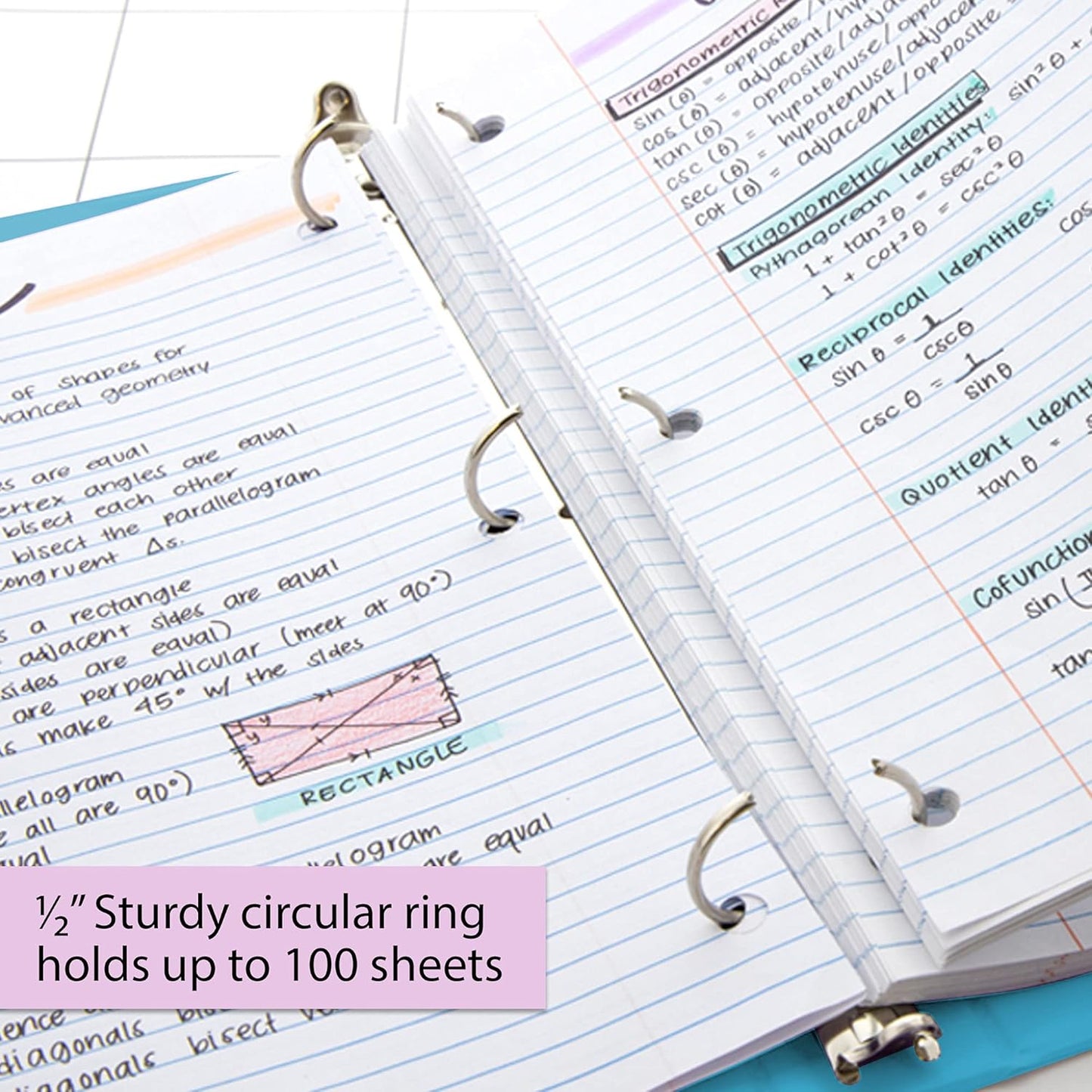 BAZIC Products 3 Ring Binder - Green, Economy View Binder with Clear Overlay Cover and Round Rings, Organizer for School Office Home Use, 0.5-inch Capacity Holds 100 Sheets Paper, 1-Pack