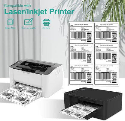 MFLABEL Half Sheet Shipping Labels - 200 Self Adhesive Sticker Sheets for Laser & Inkjet Printers, Waterproof & Smudge-Free, with 12 Free Fragile Labels for Packaging, Shipping and Crafting - Colors A