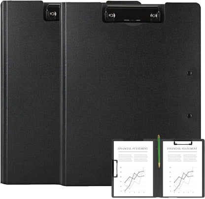Clipboard Folder, A4 Foldable Clipboards, Office Clipboard Folder with Double Clips Metal Clip, 360 Degree Foldable Storage Clipboards for Office, School or Medical Field, Blue