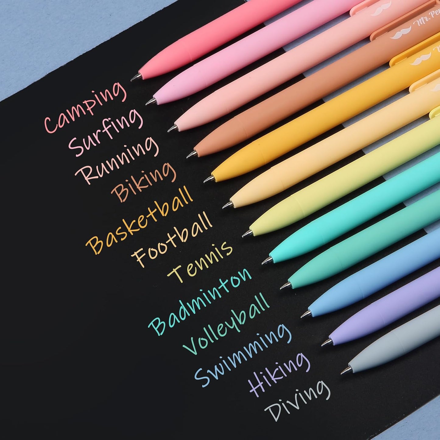 Mr. Pen- Retractable Gel Pens, 12 Pack, Colorful Ink, Fine Point 0.7mm, Fast Dry, Smooth Writing, Cute Pens for Drawing, Writing Planner and School Supplies