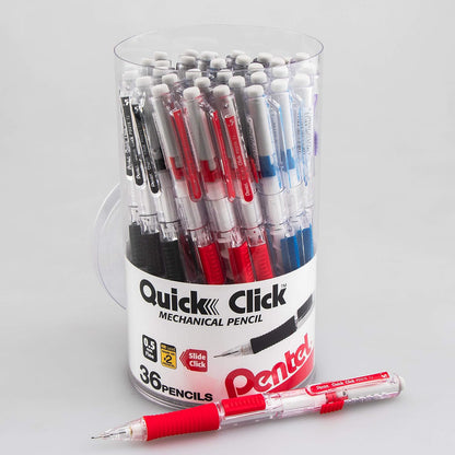 Pentel Quick Click Mechanical Pencil, (0.7mm), Medium, Black Barrel, Box of 12 Pencils (PD217A)