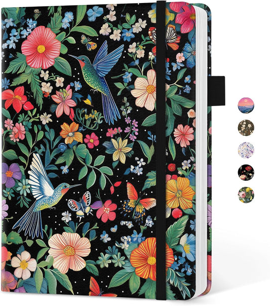 Taja Aesthetic Lined Journal for Women, Pretty 6" x 8" Notebook for Work & Note with 160 College Ruled Pages, Hardcover Leather Notebook for Journaling, Note Taking, Bible Study, Hummingbird