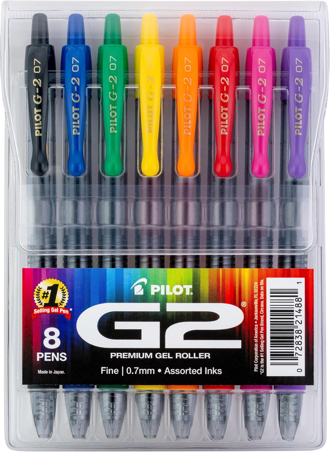 PILOT, G2 Premium Gel Roller Pens, G2 Rainbow Colors Pack, 15 Pack Pouch, Fine Point 0.7 mm, Assorted