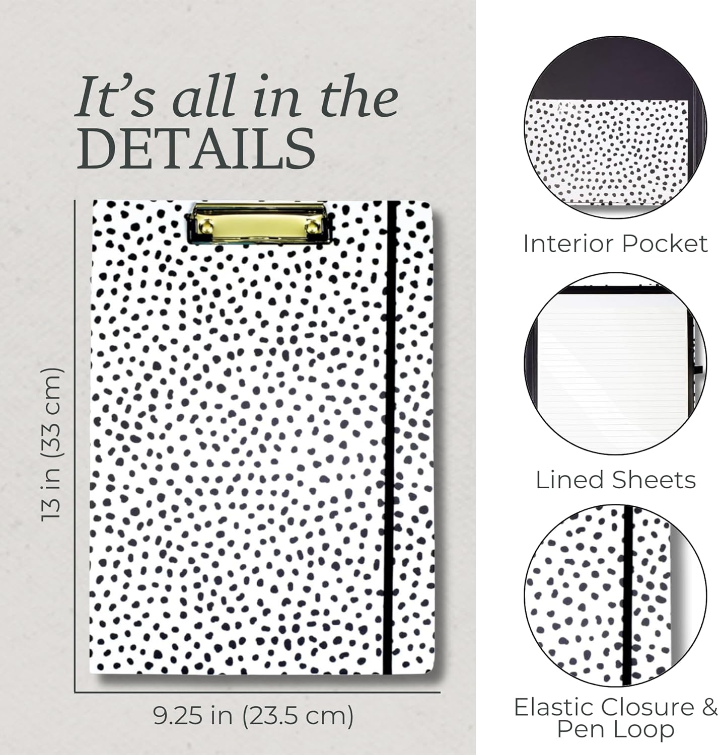 Steel Mill & Co Cute Clipboard Folio with Refillable Lined Notepad and Interior Storage Pocket, Floral Padfolio for Work, Garden Blooms Cream