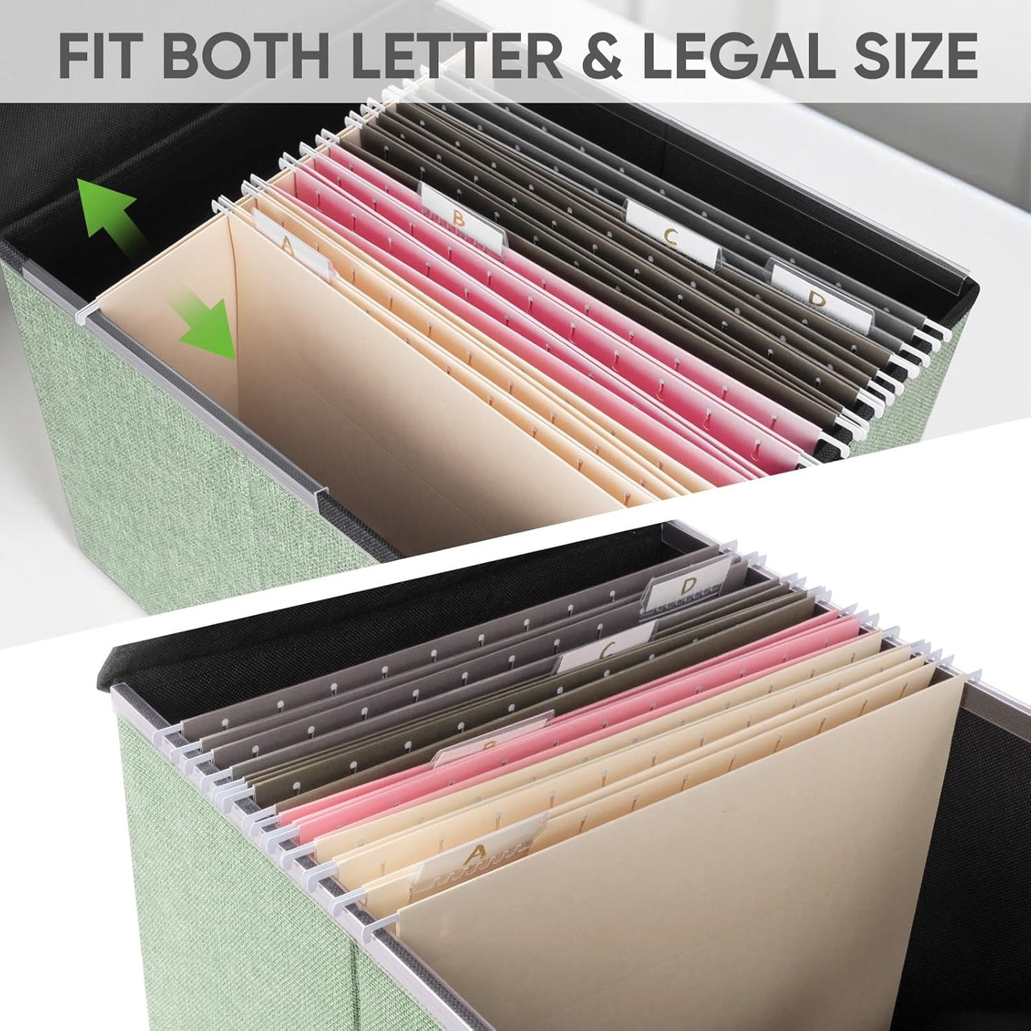 BALEINE File Organizer Box with Lid, Collapsible File Folder Organizer with Plastic Slide, Hanging File Folder Box for Office Document Storage (1 Pack, Black)