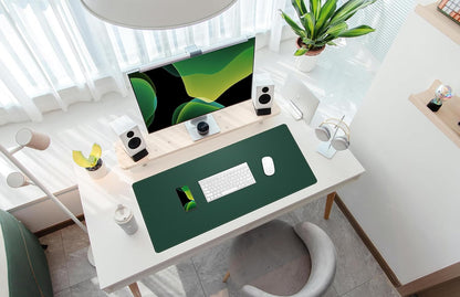 Large Desk Mat 47.2" x 17" Leather Desk Pad Protector with Natural Cork & PU Leather, Non-Slip Office Desk Mat, Large Mouse Pad, Waterproof Desk Blotter pad for Office&Home(Black)