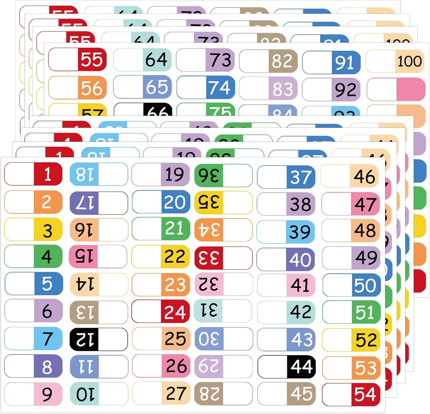 Number Index Labels Multicolor Alphabet Tabs 1-50 Tab Dividers Stickers for 3 Ring Binders Notebook Classify Files Contents Page Address Book Folder (1-50)