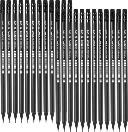 M&G Wood-Cased 2B Pencils, 24 Pack Pre-Sharpened Pencils with Top Erasers, Bulk Black Pencils for School Teacher Supplies, Writing, Drawing and Sketching