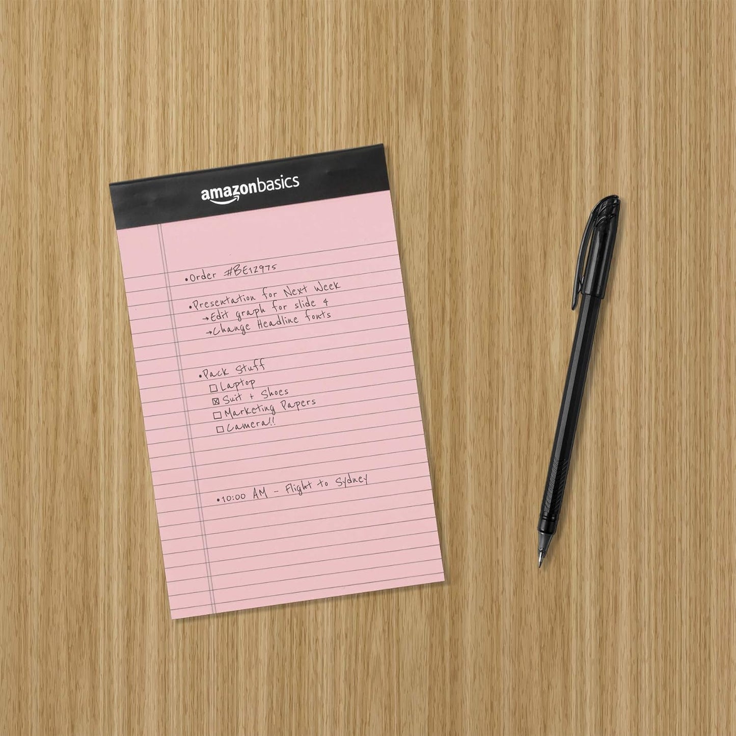 Amazon Basics Wide Ruled Lined Writing Note Pads with Sturdy Back, 8.5" x 11.75", Multicolor, 6-Pack, 300 Sheets, Perforated