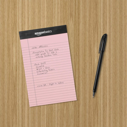 Amazon Basics Wide Ruled Lined Writing Note Pads with Sturdy Back, 8.5" x 11.75", Multicolor, 6-Pack, 300 Sheets, Perforated