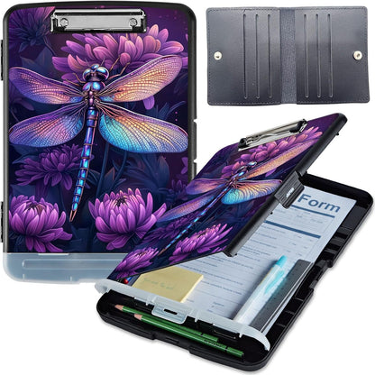 Clipboard with Storage, Heavy-Duty Side-Opening Folder with Pen Holder, Durable Plastic Nursing Clipboard for Nurses, Teachers, and Sales, Cow Prints 02