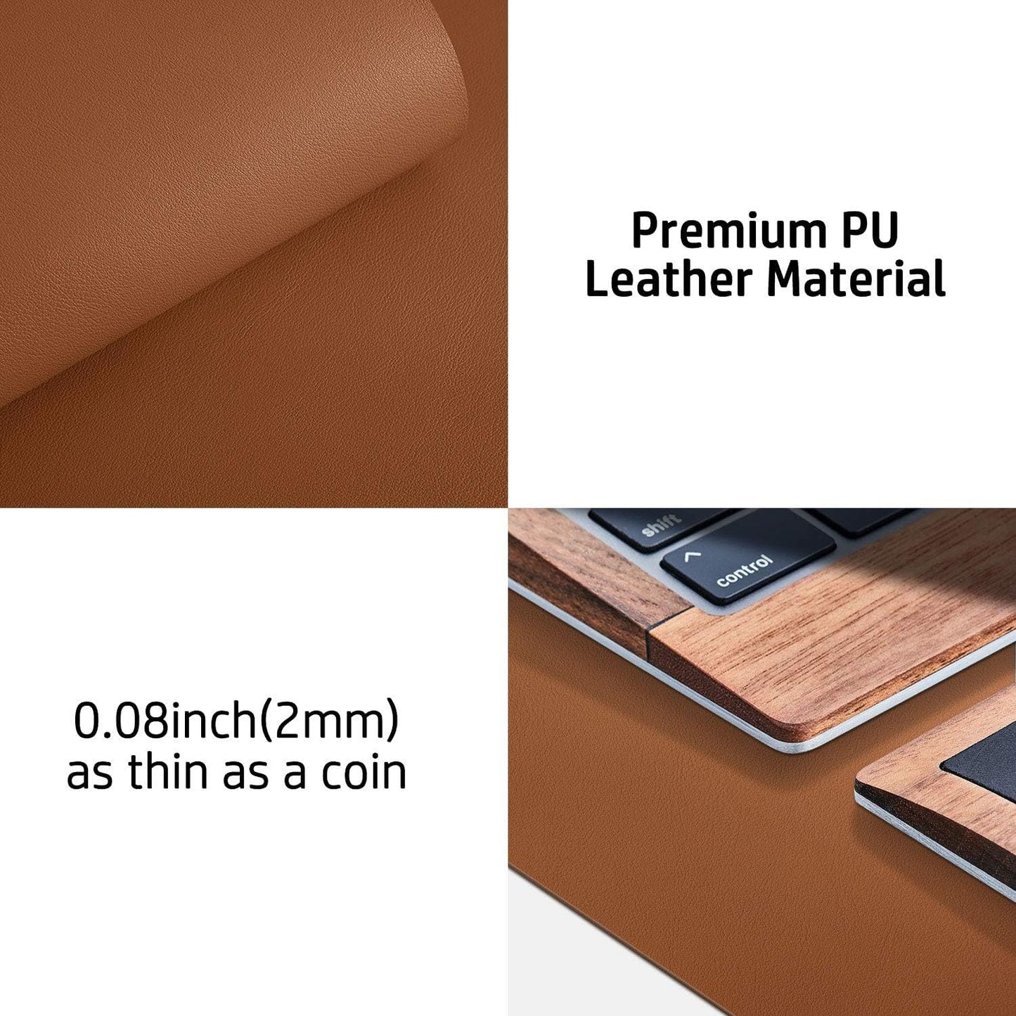 Aothia Leather Office Desk Pad Protector, Non-Slip PU Leather Desk Blotter, Waterproof Laptop Writing Mouse Pad for Office and Home, Black, 31.5" x 15.7" - Colors A