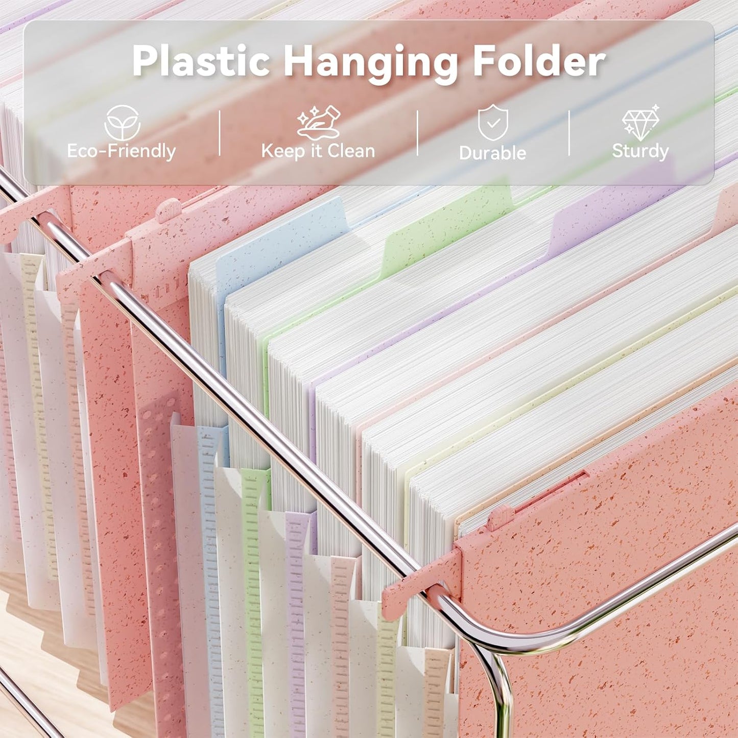 ANSOOK Hanging File Folders Letter Size,7 Pockets Expandable Accordion File Folder Organizer,3 Pack Extra Capacity File Folders Hanging with Tabs,Wheat Straw File Cabniet Folders for Office School