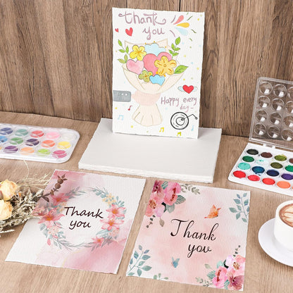 Prudiut 25 Sheets Cotton Watercolor Paper, 300 GSM Deckled Edge, 5 x 7 inch, Rough/Textured, White, for Watercolors, Wedding Invitations, Cards, Crafts