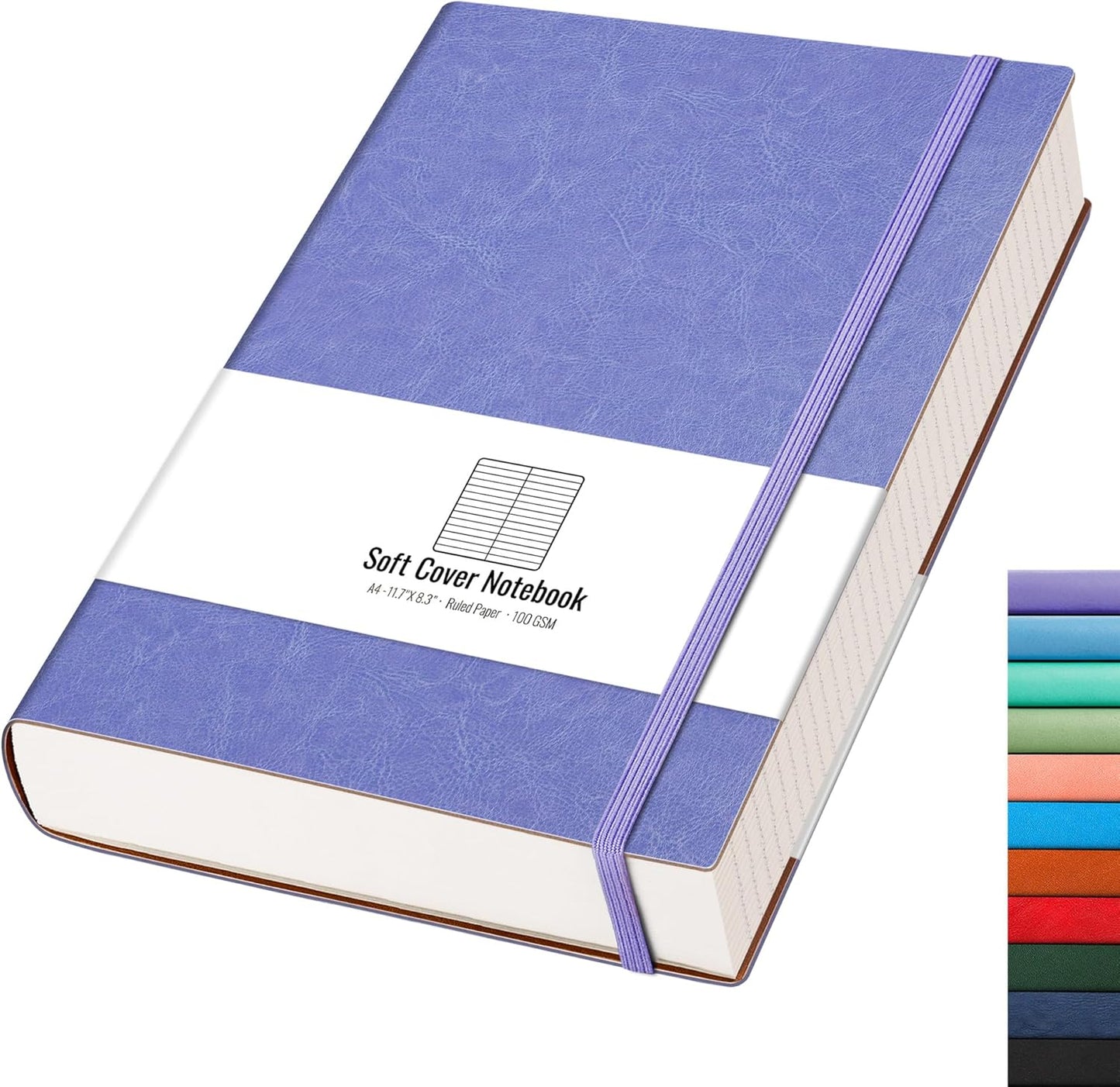 AHGXG 8.5''×11'' Notebook College Ruled - Large A4 Notebook Lined Journal - 320 Pages Thick Journal for Writing, 100gsm Thick Paper, Leather Softcover, for Work School - Black