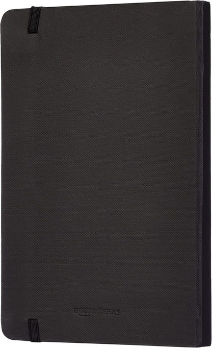 Amazon Basics Classic Lined Writing Notebook for Note Taking and Journaling, Hardcover with Elastic Closure, 240 Pages, 5" x 8.25", Black