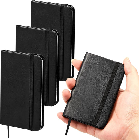 Qeeenar 4 Pcs Mini Leather Pocket Notebook 4 x 2.5 Inch Small Hardcover Notebook 50 Sheets Hardcover Mini Notepad Tiny Lined Journal for Office Home School Writing Supplies(Tree of Life)