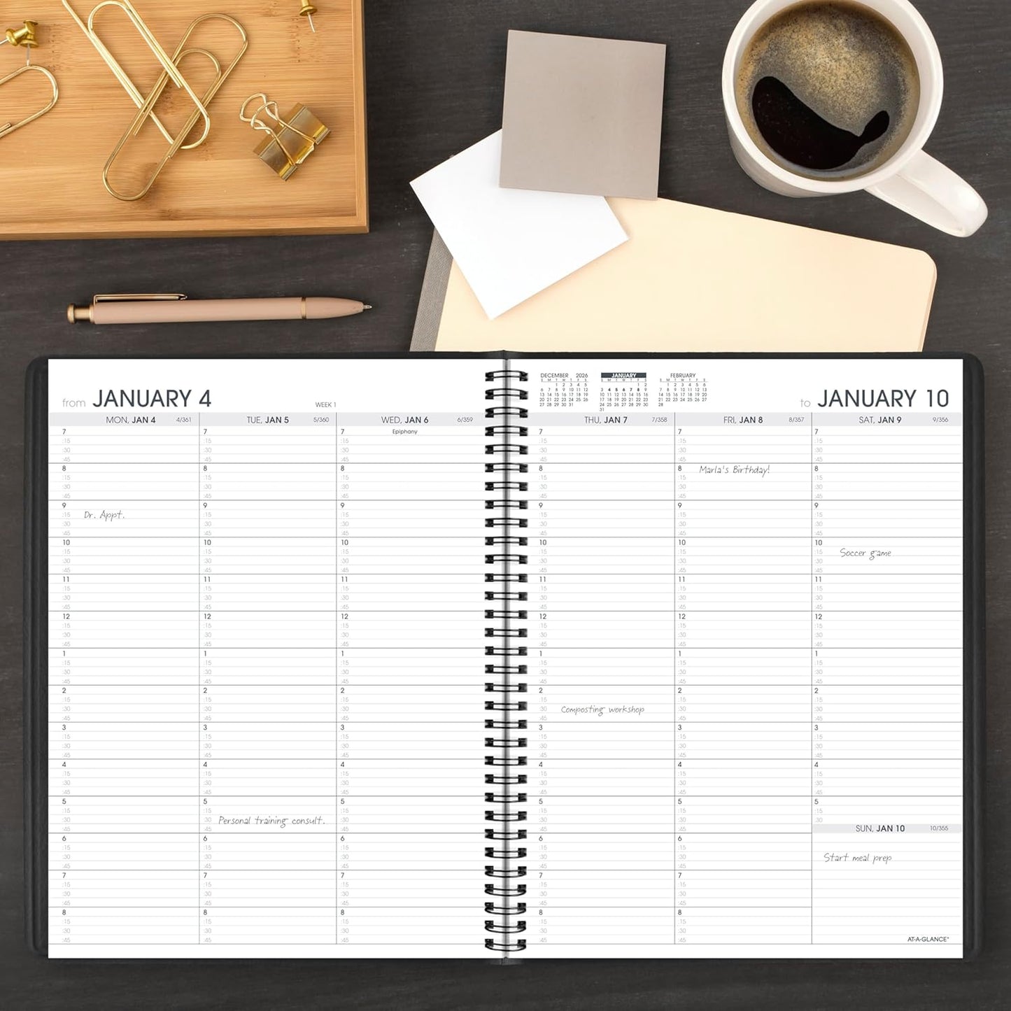 AT-A-GLANCE 2026 Appointment Book Planner, Weekly, 8-1/4" x 11", Large, Black (709500526)
