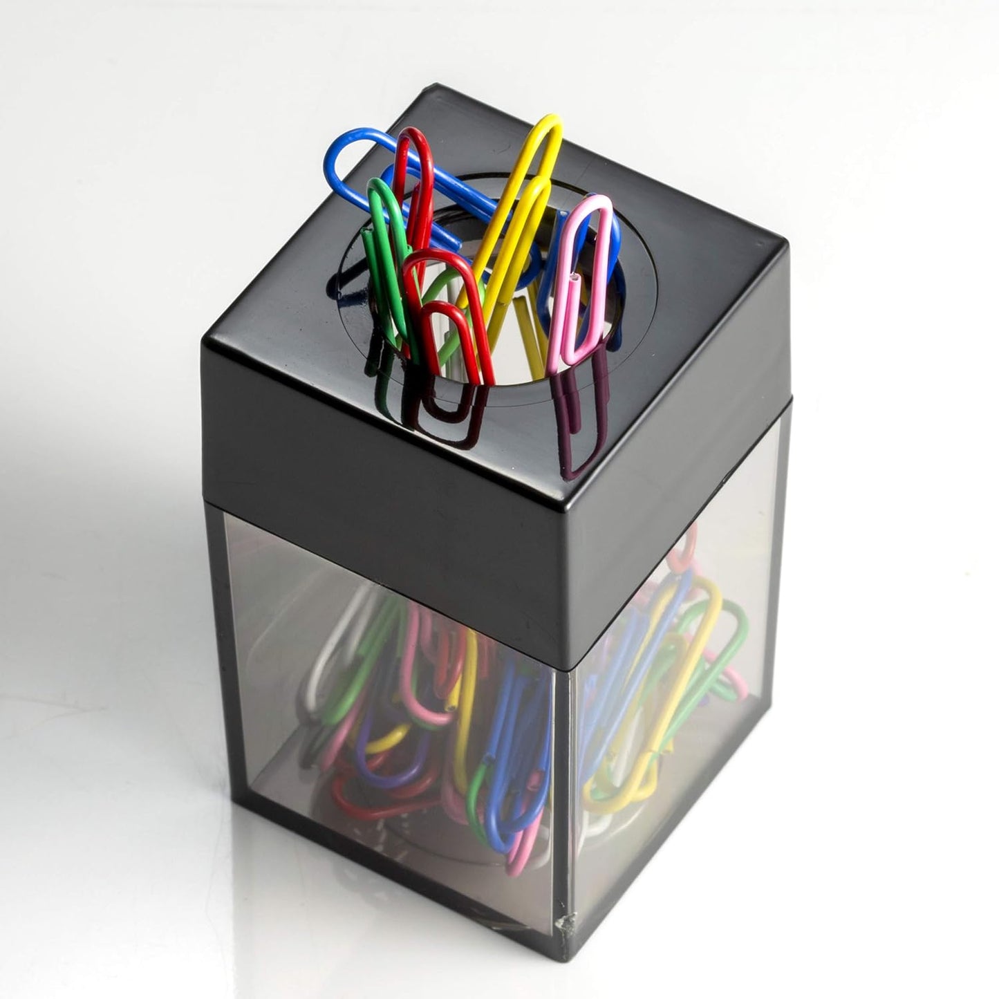 Officemate Small Clip Dispenser with Magnetic Top, Clear/Black (93687)