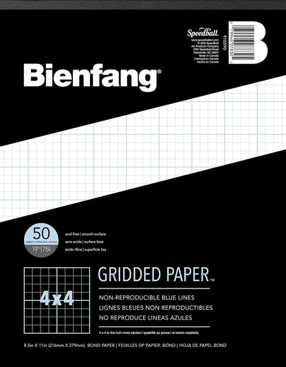 Bienfang Designer Grid Paper Pad, 8x8 Cross Section, 11 x 17 inches, 50 sheets