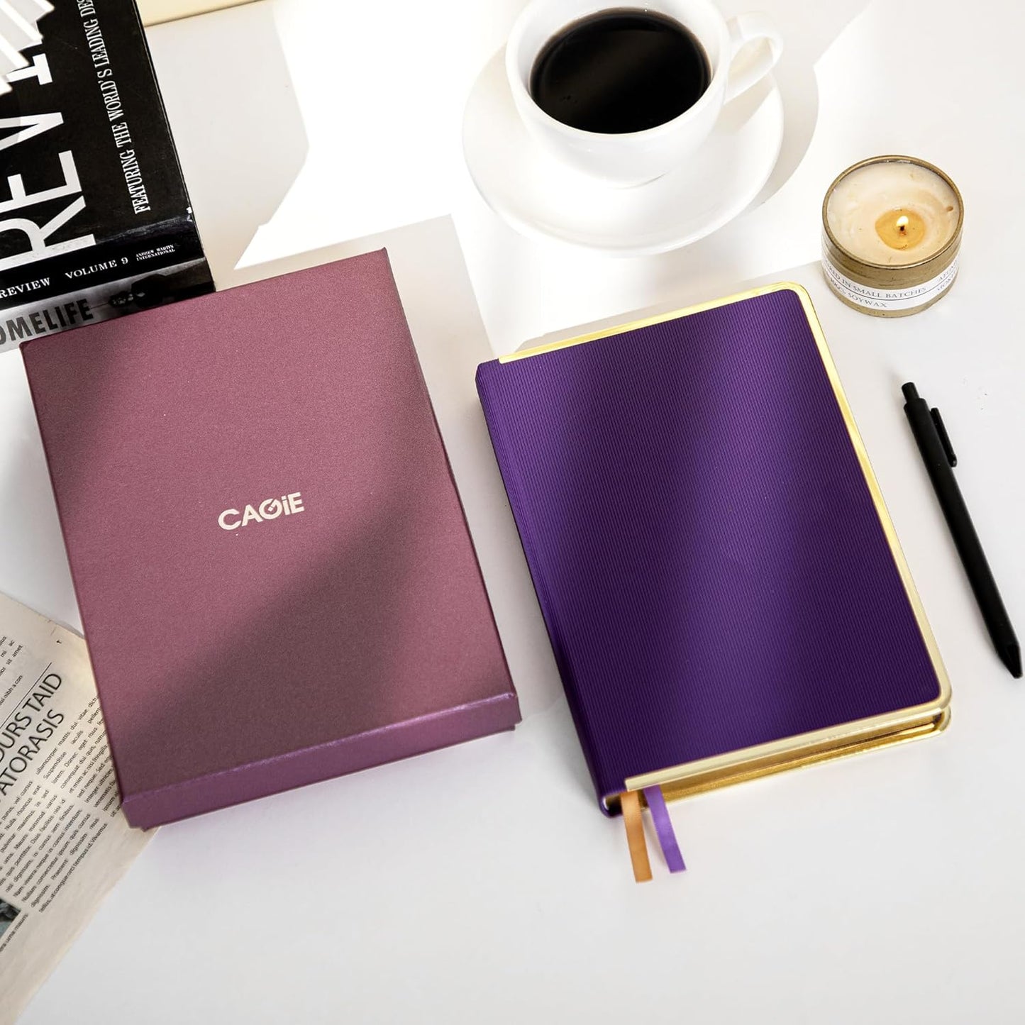 CAGIE Lined Journal for Men Women, Tree Growth Ring Leather Bound Journal Notebook, 256 Pages 100 GSM Journals for Writing, A5 Hardcover Journaling Notebooks for Work, Note Taking