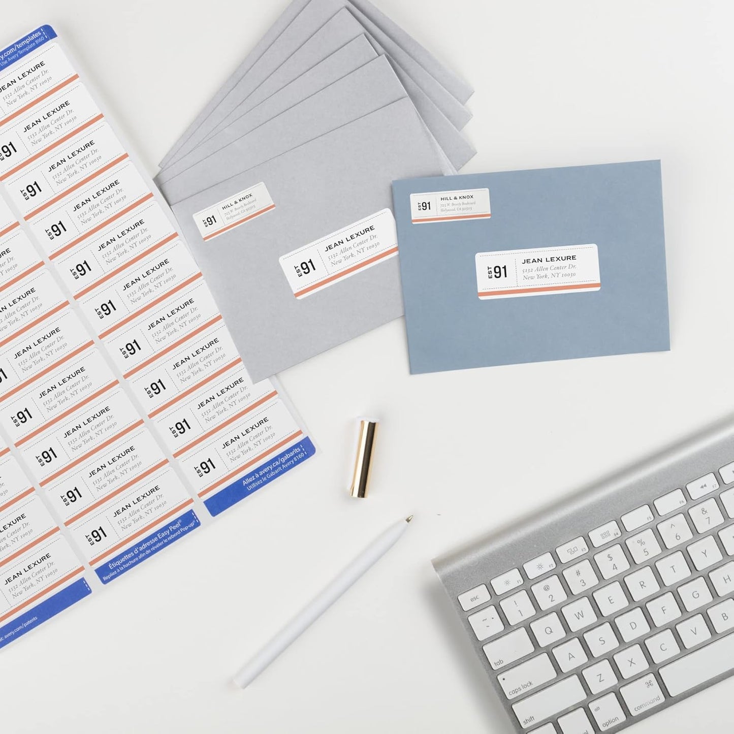 Avery Easy Peel Printable Address Labels with Sure Feed, 1" x 2-5/8" Customizable Stickers, White, 750 Blank Mailing Labels, Great for Mailing, Shipping, and More (8160)