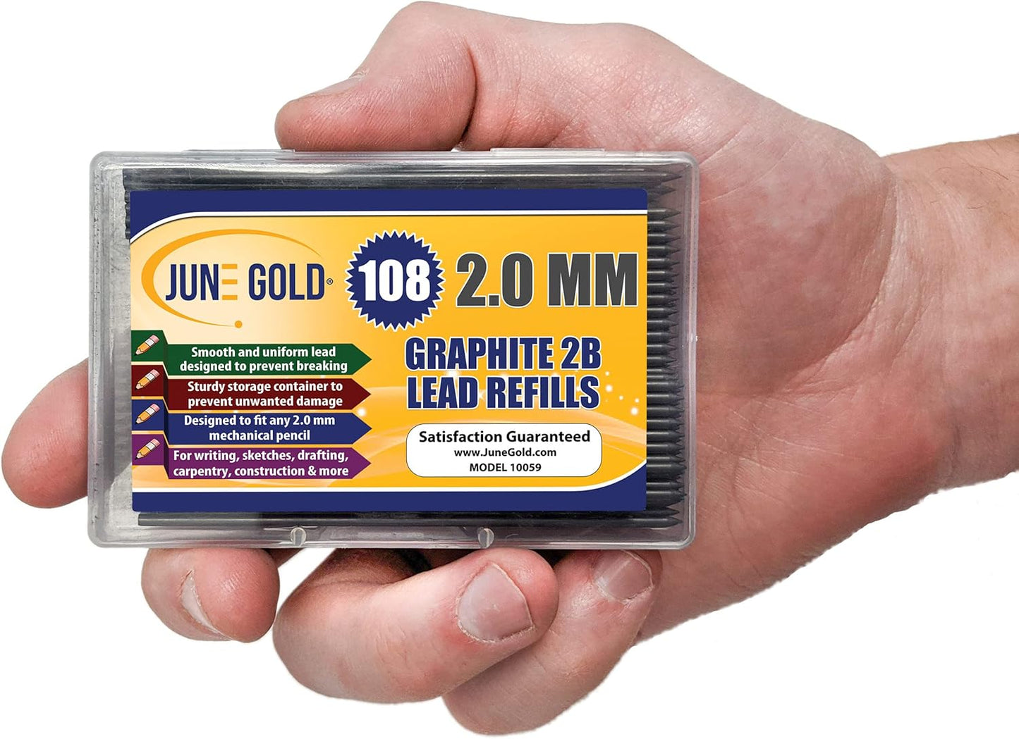 June Gold 640 Pieces, 0.5 mm HB #2 Lead Refills, 160 Pieces Per Dispenser, Fine Thickness, Break Resistant Lead/Graphite (Pack of 4 Dispensers)