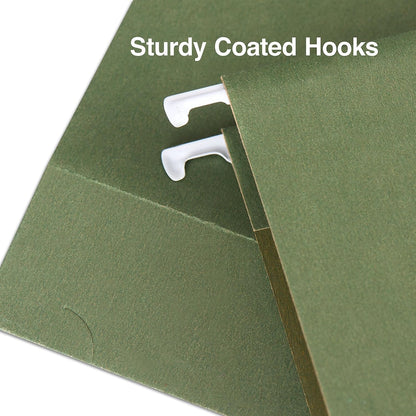 Staples Hanging File Folders, Letter Size, 2" Expansion, 1/5‑Cut Tabs, Standard Green – Durable Everyday Filing, 25‑Pack
