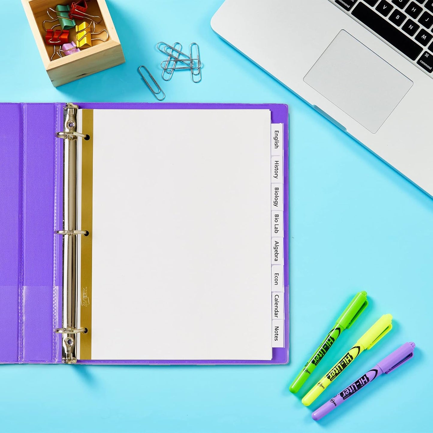 Avery Big Tab Insertable Dividers for 3 Ring Binders, 8-Tab Sets, White Paper, Clear Tabs, 6 Binder Divider Sets (41124)