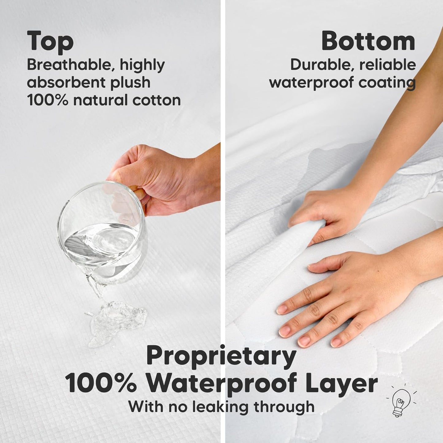 2-Pack Waterproof Crib Mattress Protector Cover Fitted - Quiet Baby Crib Mattress Pad Sheets, 52" x 28" Soft Quilted Cotton Baby Sheet, Machine Washable, Easy Fit, Durable (Soft White/Mavy)