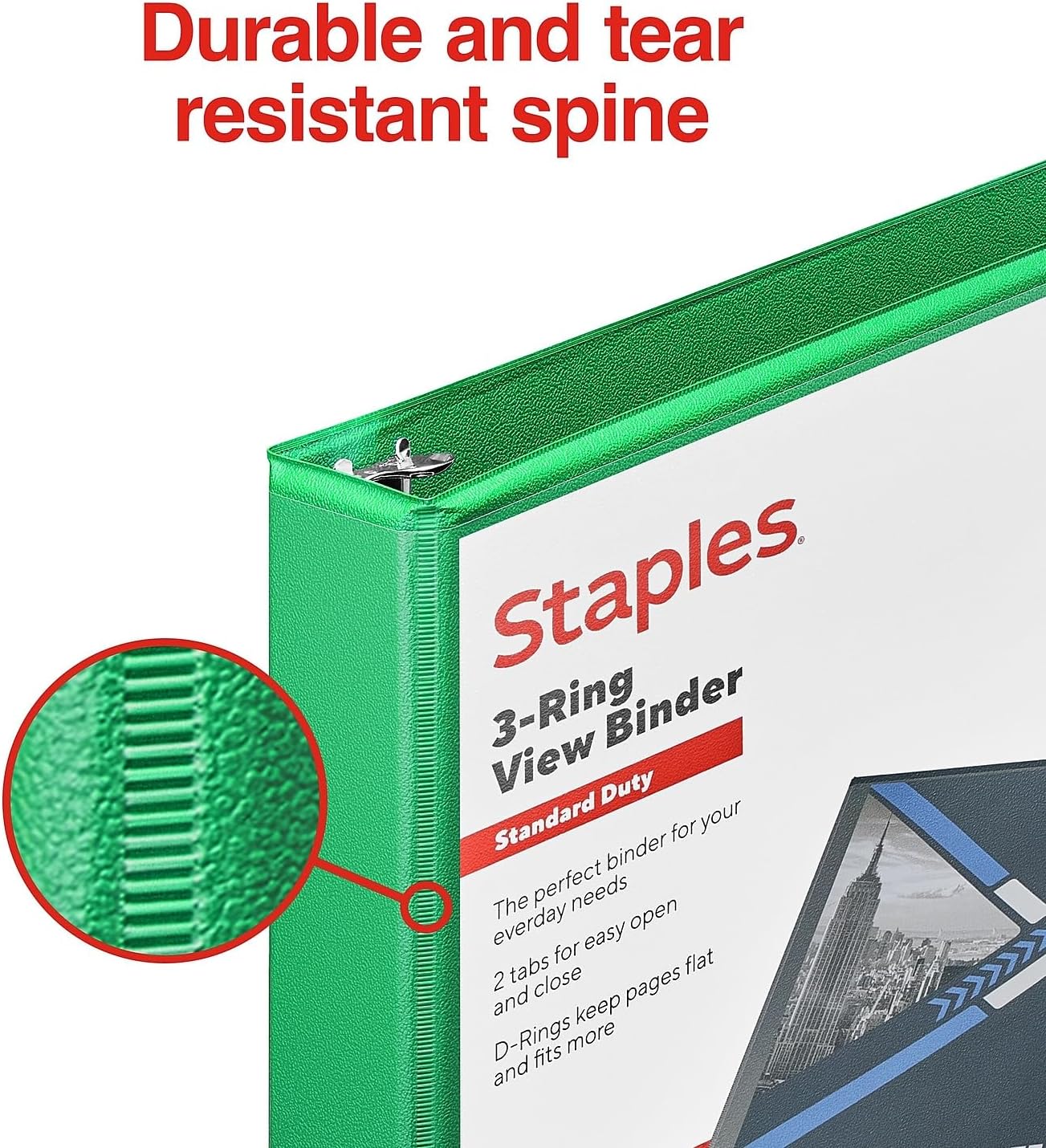 Staples Standard 2-Inch 3-Ring View Binder, Holds Up to 450 Sheets, Orange, Durable Binder for Office & School