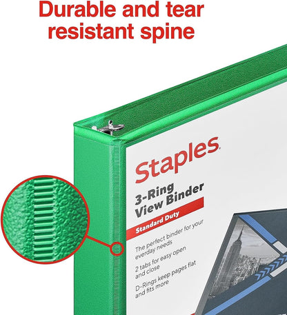 Staples Standard 2-Inch 3-Ring View Binder, Holds Up to 450 Sheets, Orange, Durable Binder for Office & School