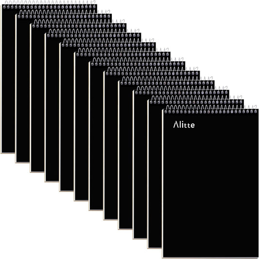Alitte Steno Pads Spiral 6x9-12 Pack Assorted Bright Colors - Perfect for Work, School, and Home Use, Easy Tear-Off Pages, Gregg ruled, White Paper - No Ink Bleeds - 80 Sheets