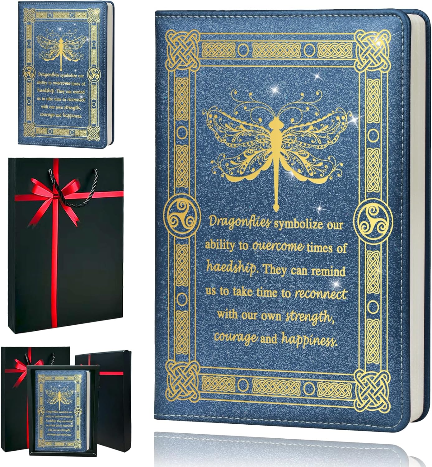 Dragonfly Gifts for Women,Journal for Women,A5 Hardcover Leather Journal - 200 Pages Premium Paper Notebook, Journal Notebook for School, Work (Dragonfly Pink)