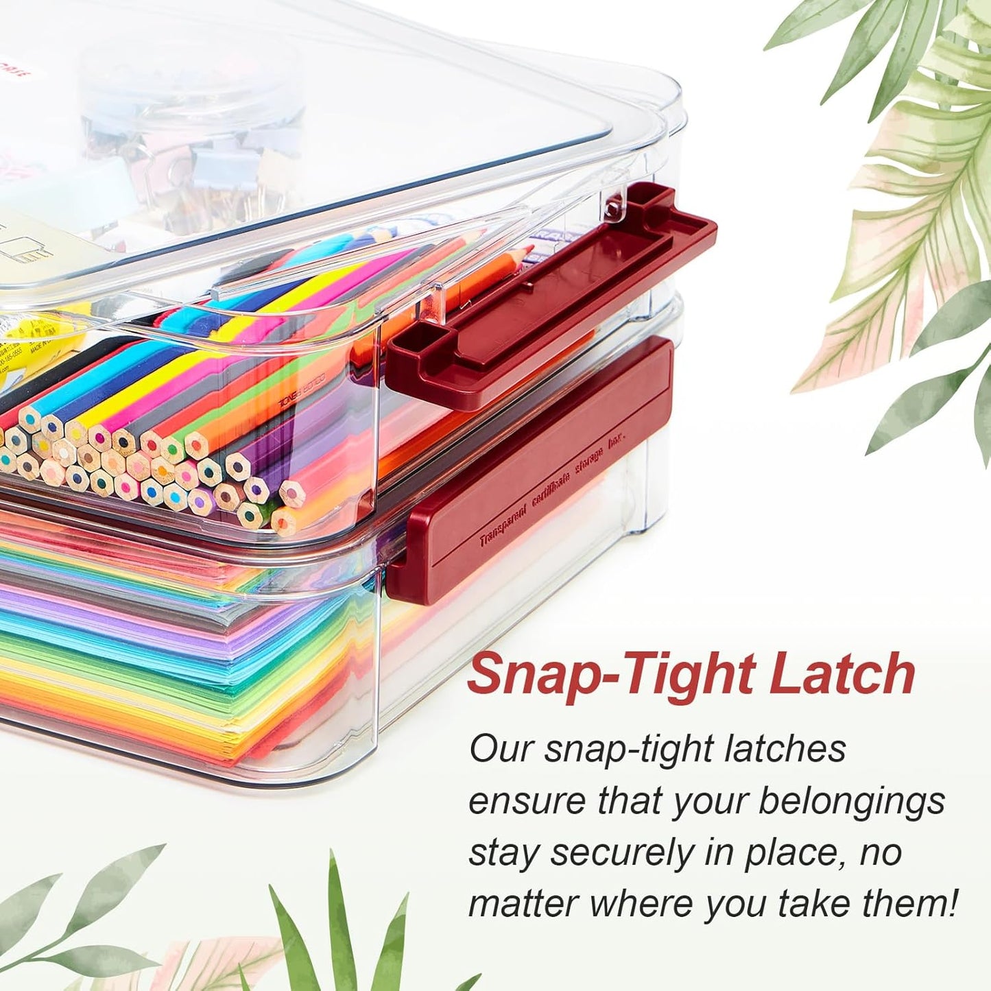 CATOOMUU 2 Pcs 5.5qt 9 x 13 Plastic Portable Project Case With Snap-Tight Latch Clear Stackable Storage Box With Lids Organizer Container For A4 File Photo Documents Scrapbook Craft Art Supplies