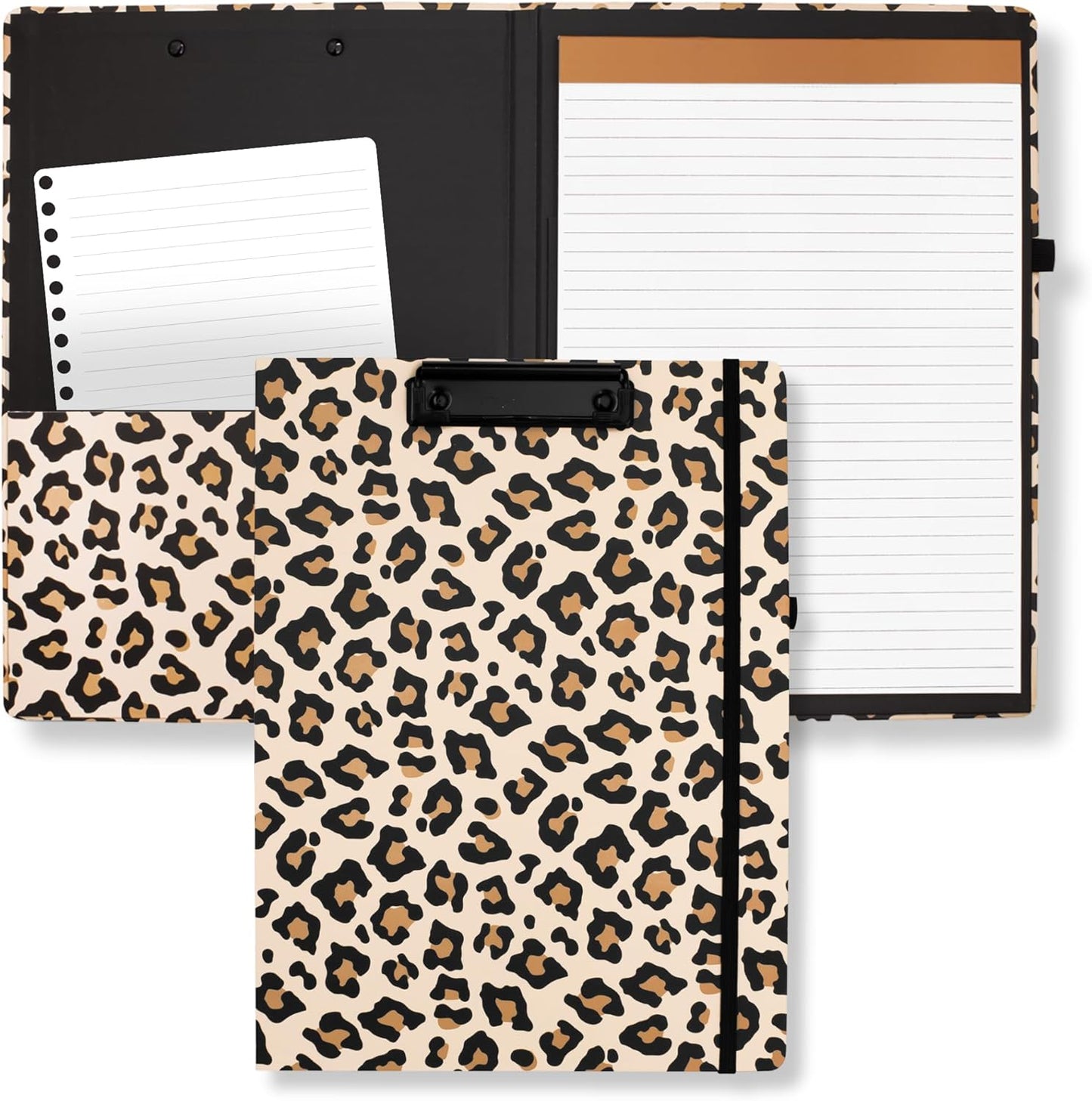 Steel Mill & Co Cute Clipboard Folio with Refillable Lined Notepad and Interior Storage Pocket, Floral Padfolio for Work, Garden Blooms Cream