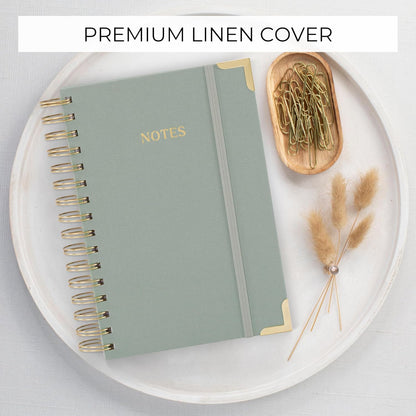 Aesthetic Thick Spiral Notebook Journal For Women in B5 Format - Modern Linen Hardcover College Ruled Note Book With 300 Lined Pages - Perfect For Writing And Staying Organized at Work or School